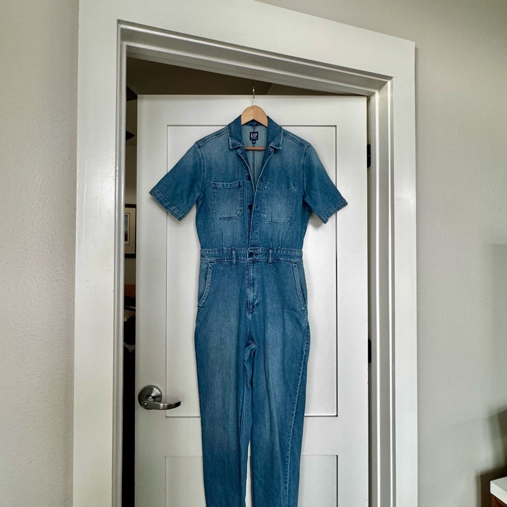 Denim Short Sleeve Jumpsuit